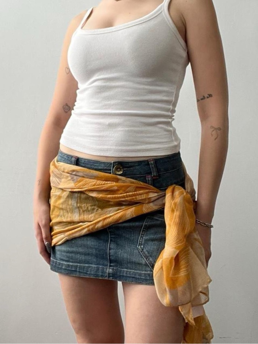 Sheer Orange Patterned Scarf - Picture 3 of 7